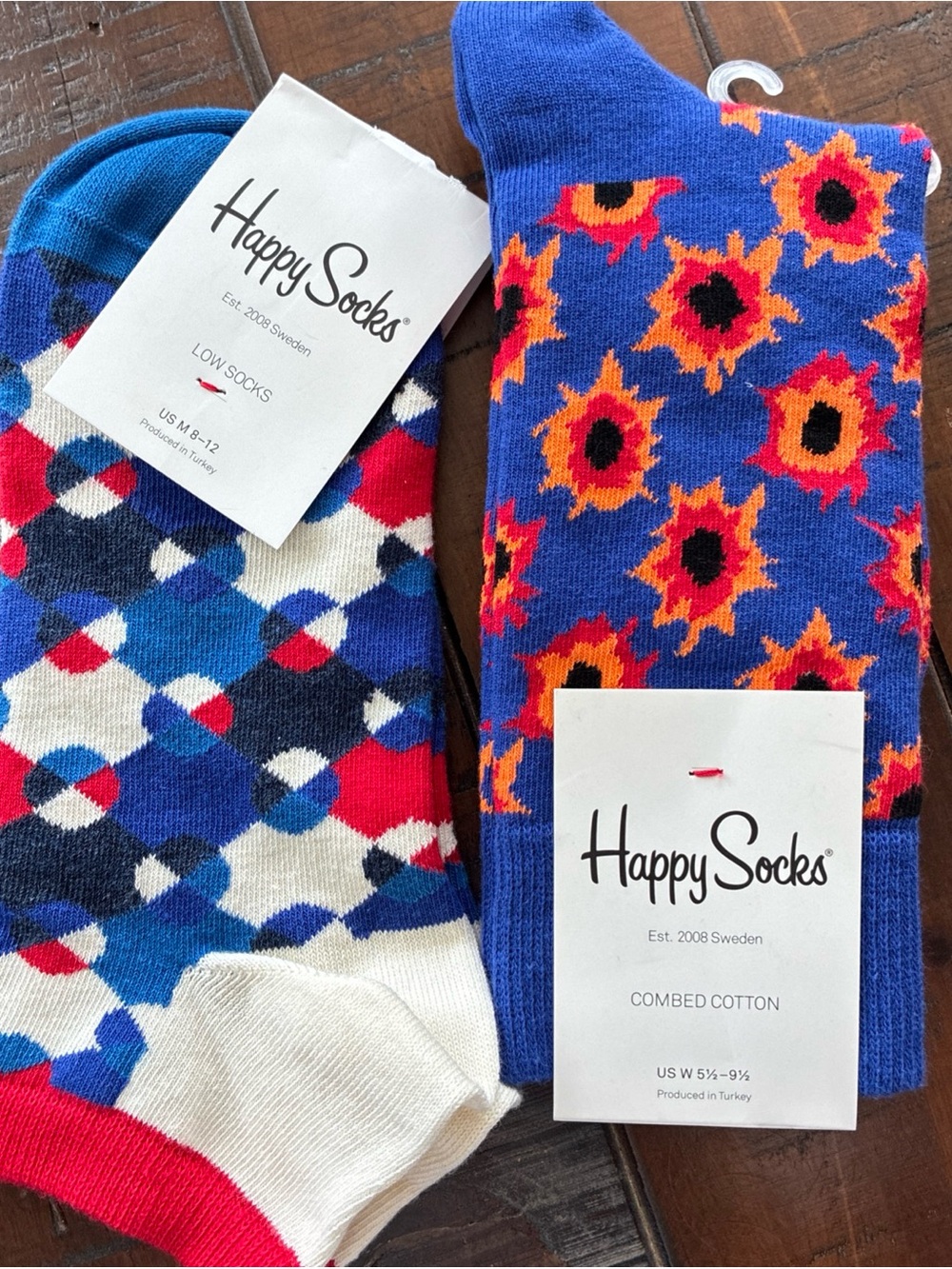 Happy Socks Women’s or Men’s Blue & Multicolor Patterned Socks 2 Pair